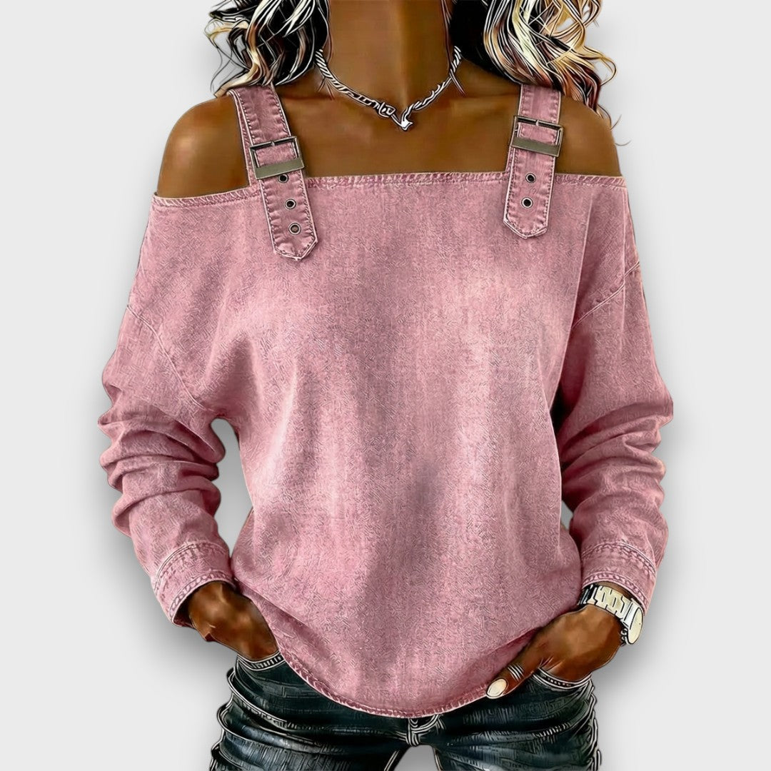 Elama – Off-Shoulder Denim Top – Marys Myrtle Beach