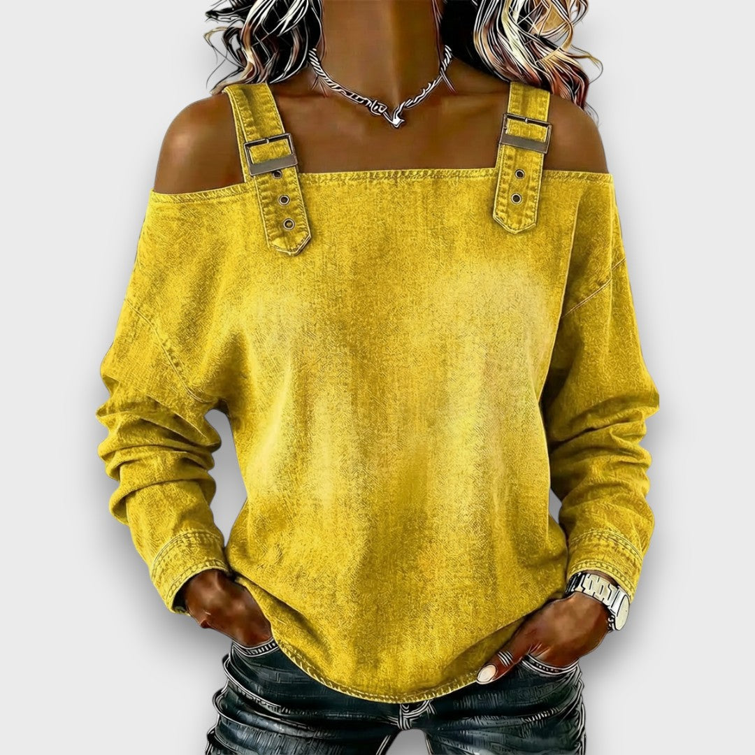 Elama – Off-Shoulder Denim Top – Marys Myrtle Beach